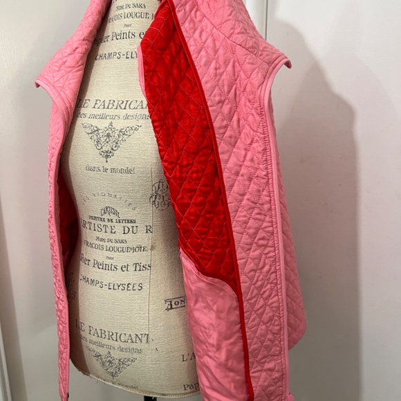 Debra DeRoo quilted 100% silk lightweight pink vest Size XL w/down/high collar - Picture 6 of 14